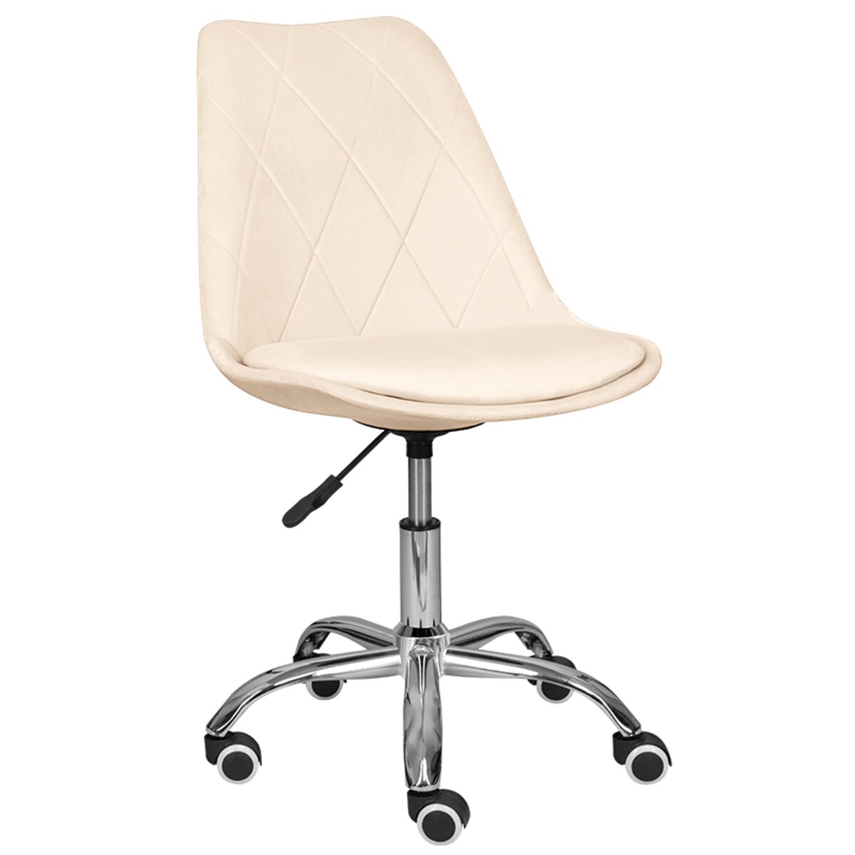 Krzesło biurowe fotel obrotowy welurowy pikowany beżowy do biurka