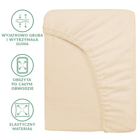 Prześcieradło z bawełny frotte z gumką 200x220 kolor jasny beż
