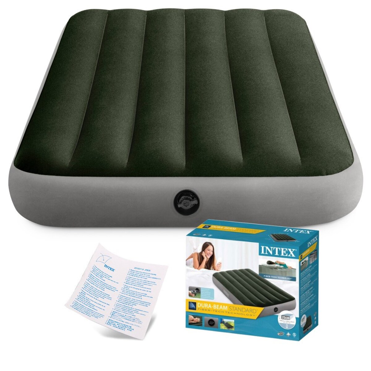 Materac welurowy 191x99x25 cm z pompką INTEX