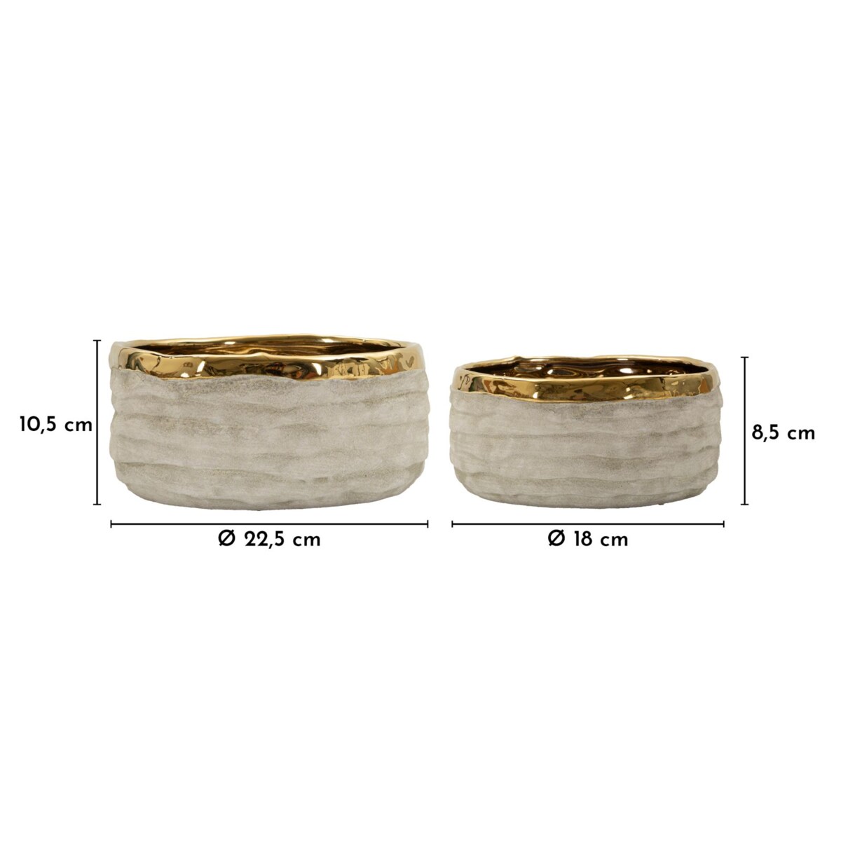 Zestaw 2 osłonek dekoracyjnych Lima Low, kolor szary, ceramika, wysokości 10,5 i 8,5 cm, styl nowoczesny, na doniczkę do salonu, Mauro Ferretti