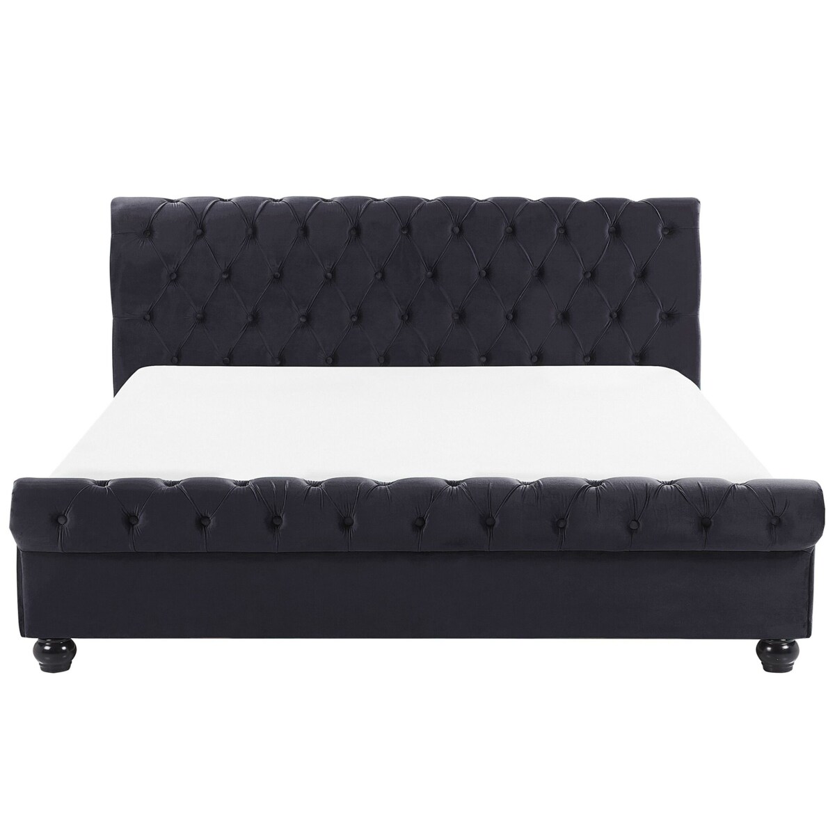 Łóżko wodne welurowe 180 x 200 cm czarne AVALLON