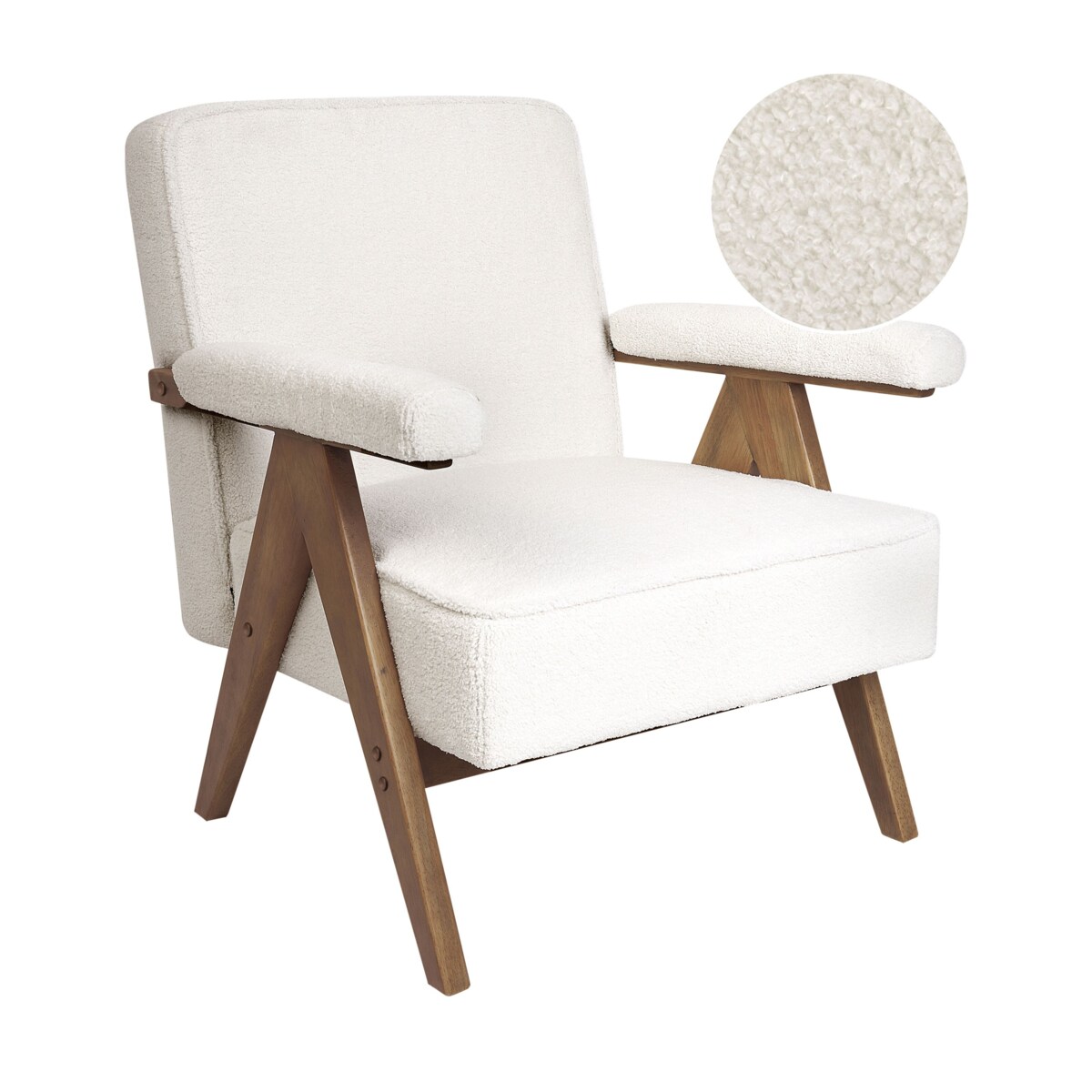 Fotel EVJE Boucle Złamana biel