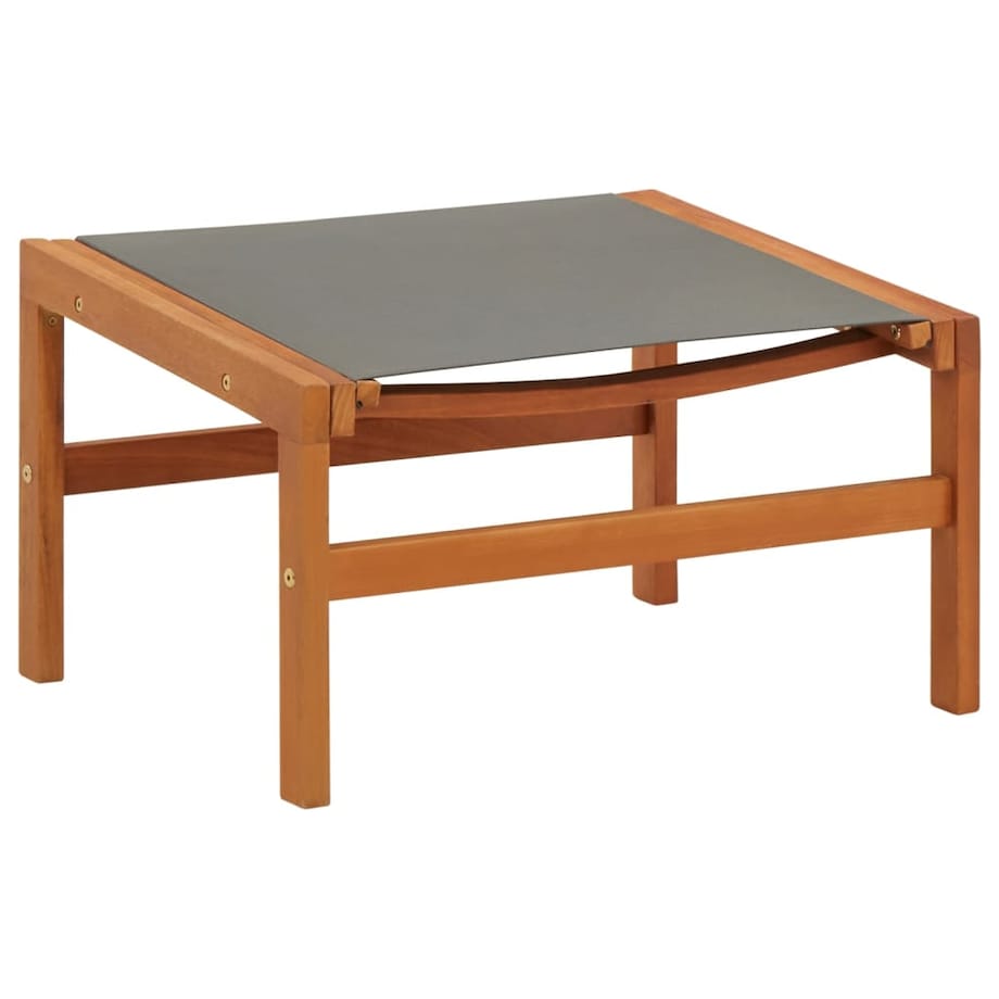 vidaXL Krzesło ogrodowe z podnóżkiem, szare, eukaliptus i textilene