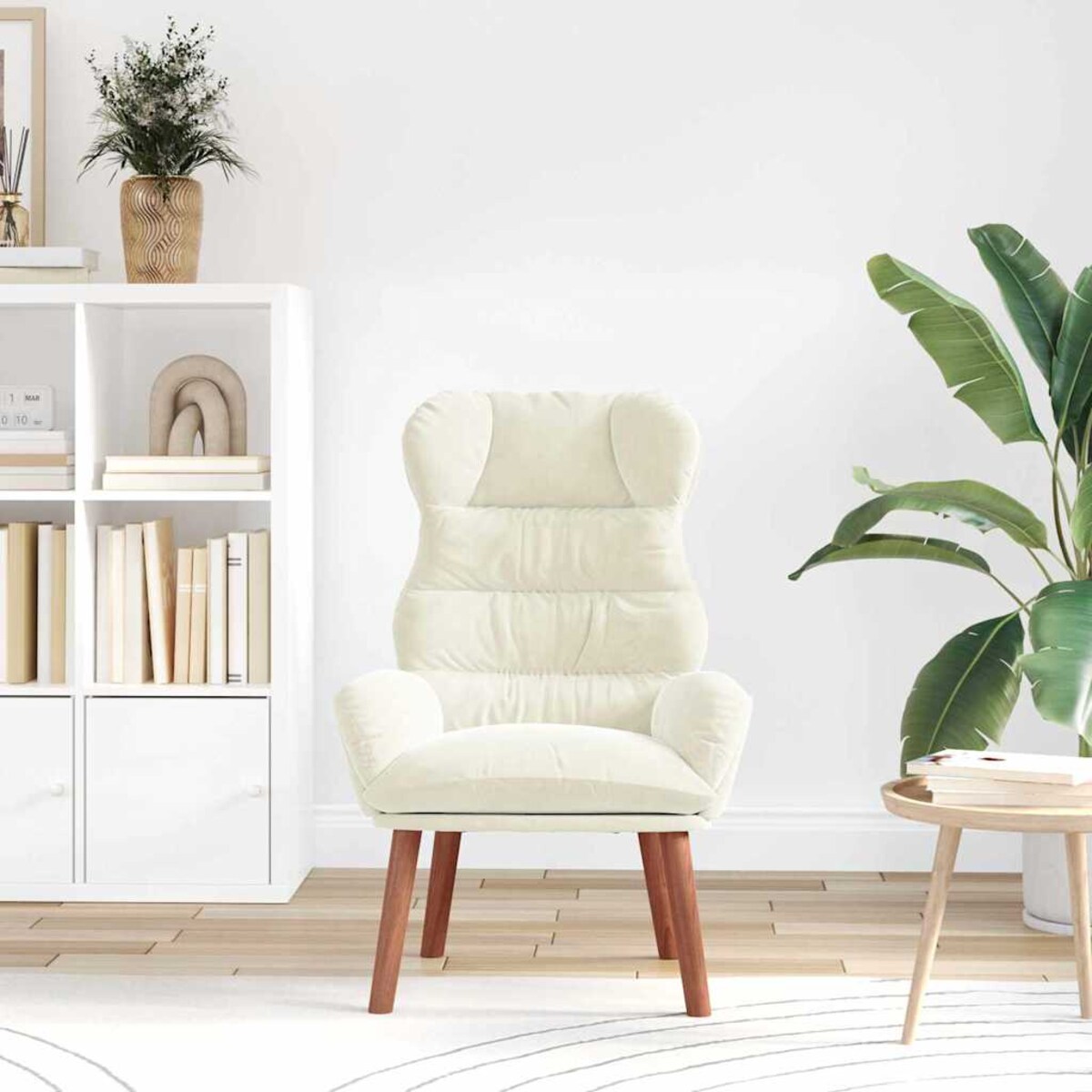 vidaXL Fotel relaksacyjny Kremowy 69 x 74 x 93 cm Aksamit