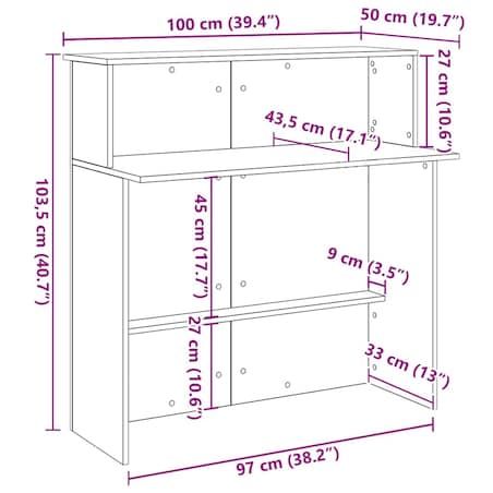 vidaXL Biurko recepcyjne białe 100x50x103,5 cm Drewno konstrukcyjne