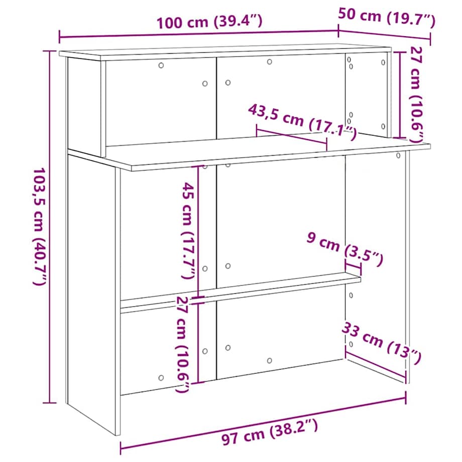 vidaXL Biurko recepcyjne białe 100x50x103,5 cm Drewno konstrukcyjne