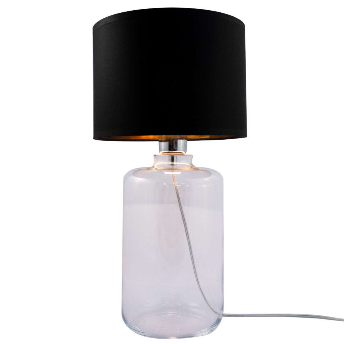 LAMPKA biurkowa SAMASUN 5502BKGO Zumaline szklana LAMPA okrągła stojąca abażurowa czarna przezroczysta