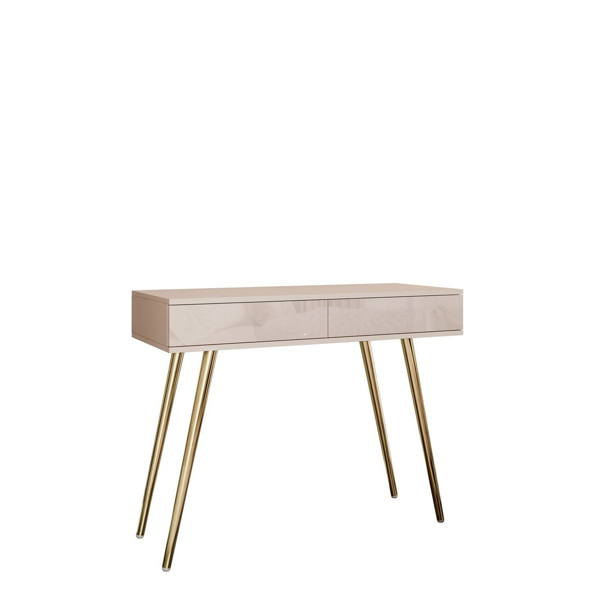 Konsola SIENNA KASZMIR na skośnych, złotych nóżkach, push-to-open