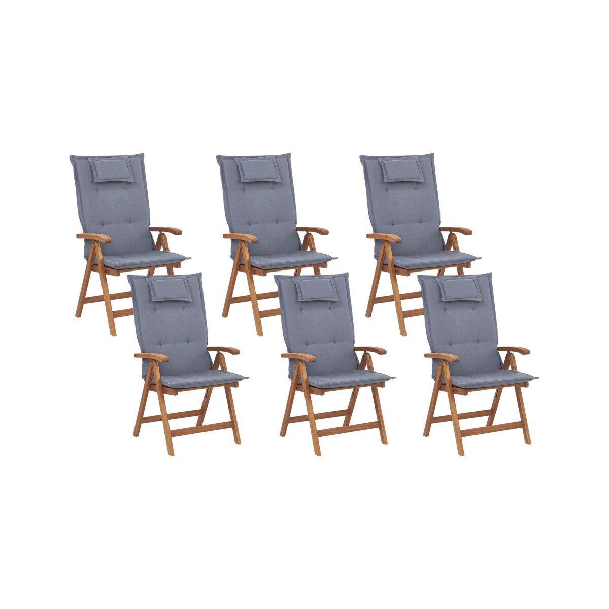 Zestaw 6 krzeseł ogrodowych z poduszkami JAVA Drewno akacjowe Niebieski