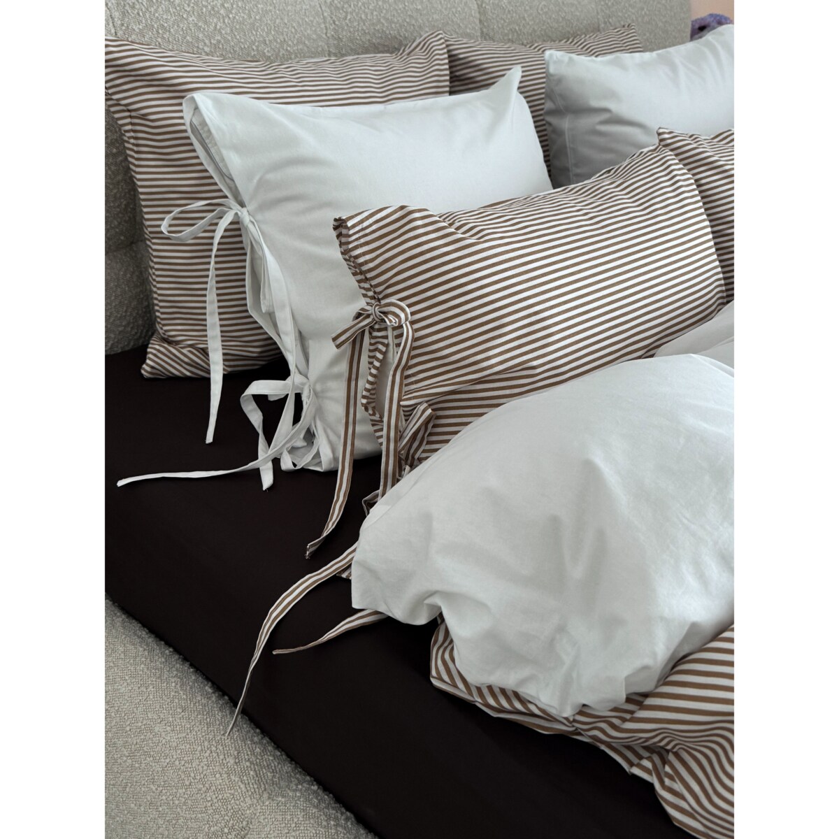 Pościel Bawełniana w Paski Styl Japandi - 200x220cm