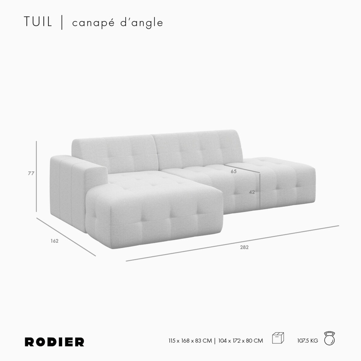 Sofa narożna lewa Tuil ciemno beżowa