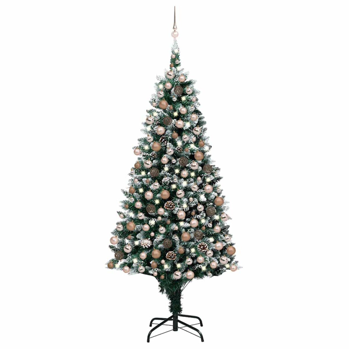 vidaXL Sztuczna choinka z lampkami, bombkami i szyszkami, 240 cm