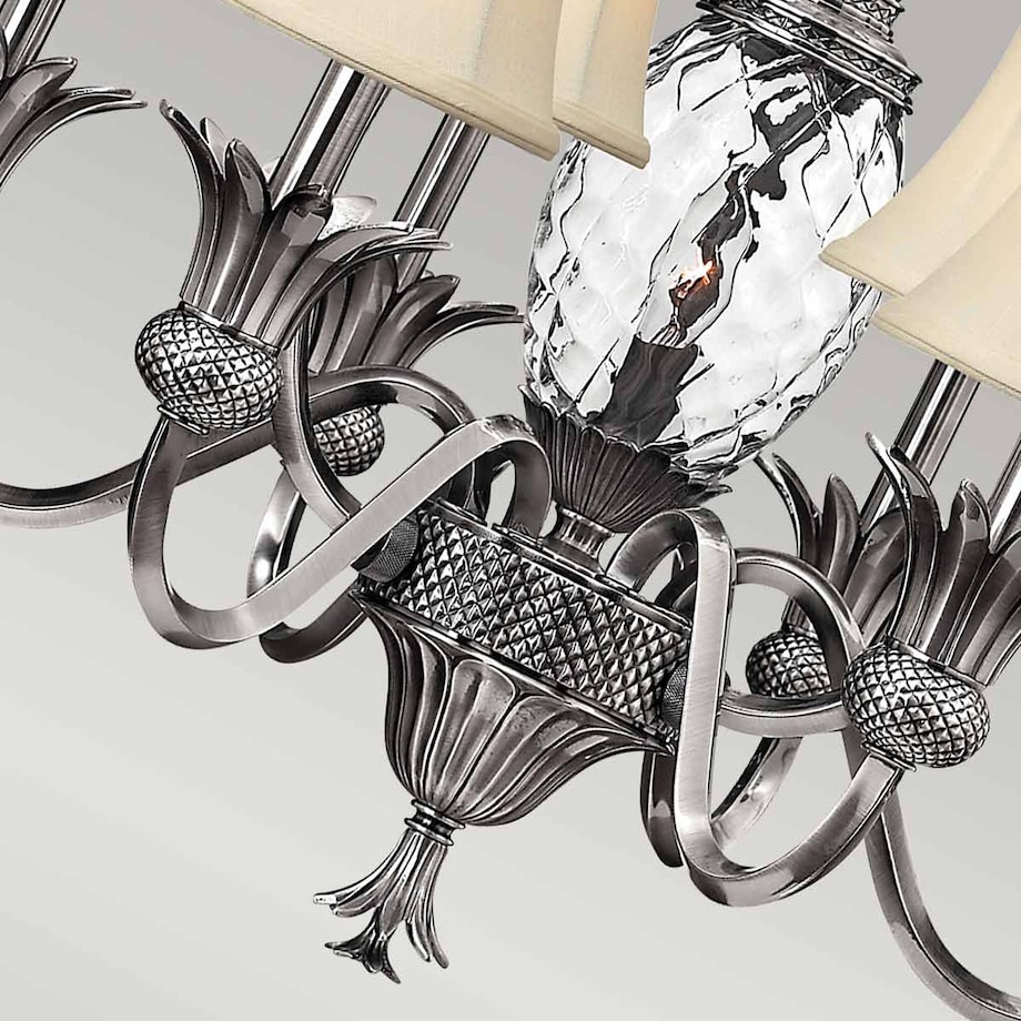 Salonowa lampa wisząca Plantation HK-PLANT7-PL Hinkley beżowy przezroczysta nikiel