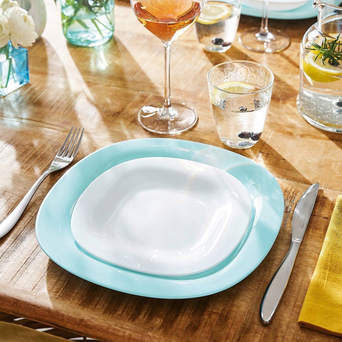 TALERZYKI DESEROWE BIAŁE kwadratowe CARINE LUMINARC talerze na desery 6 szt