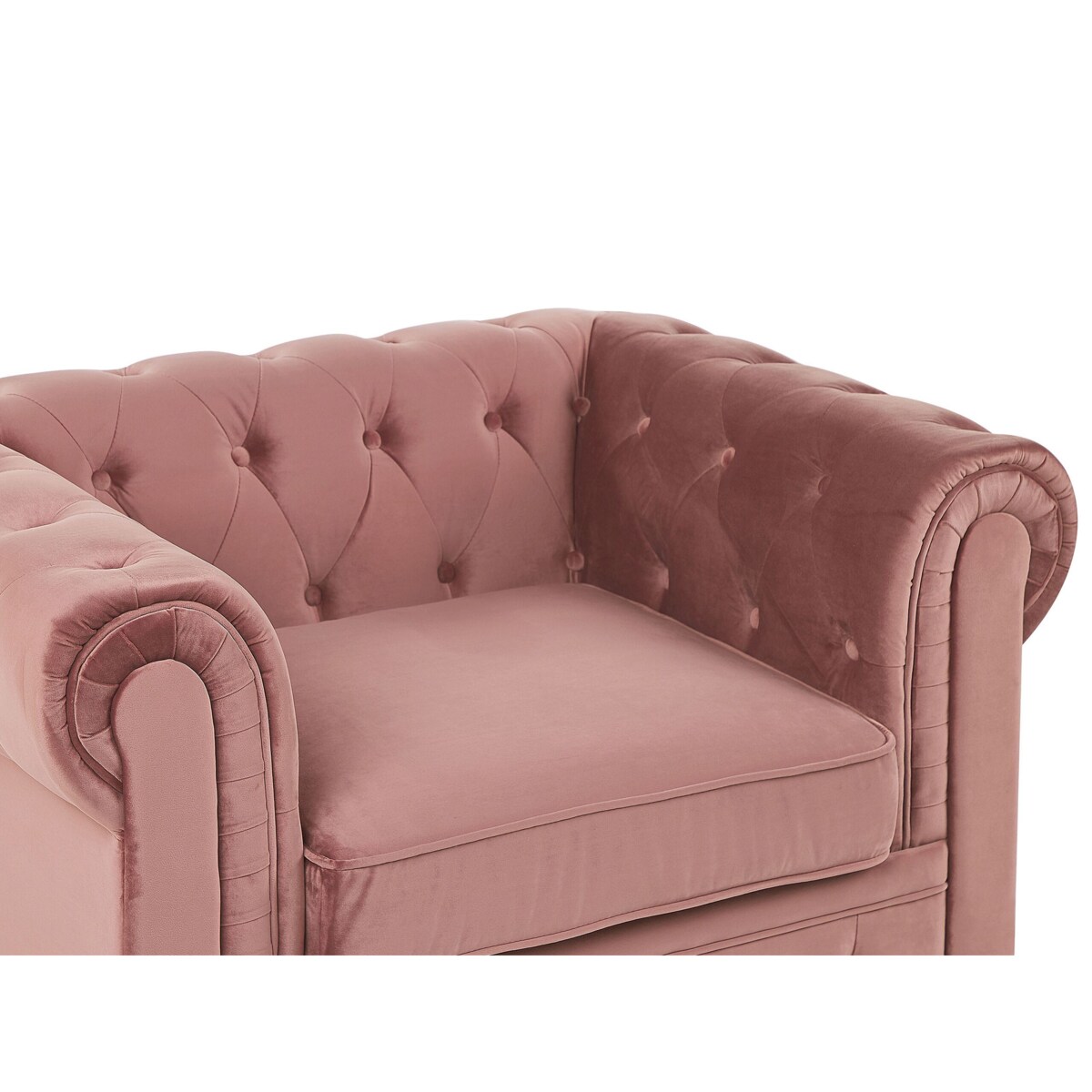 Fotel welurowy różowy CHESTERFIELD