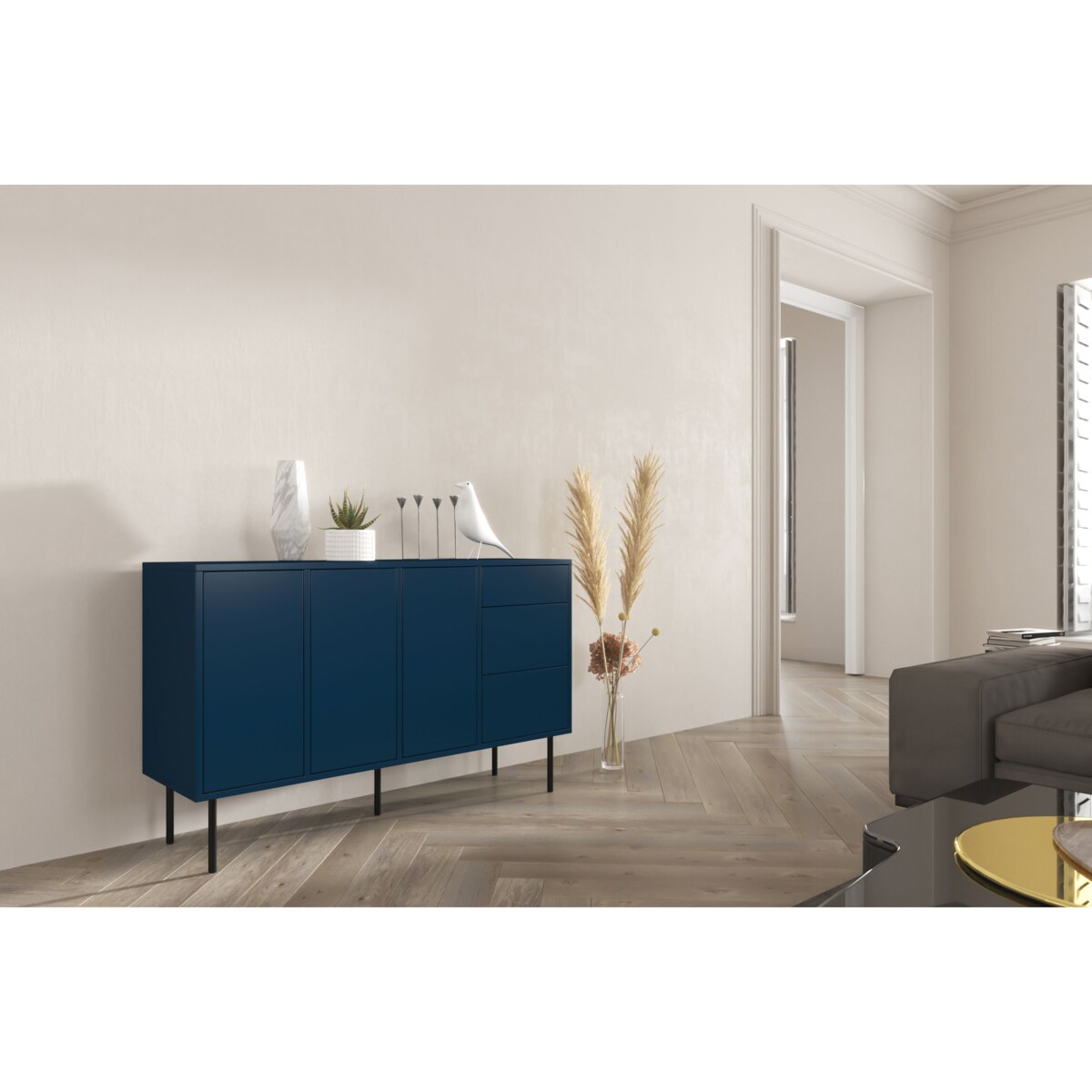 Granatowa nowoczesna komoda Dancan MIRKA / szer. 130 cm