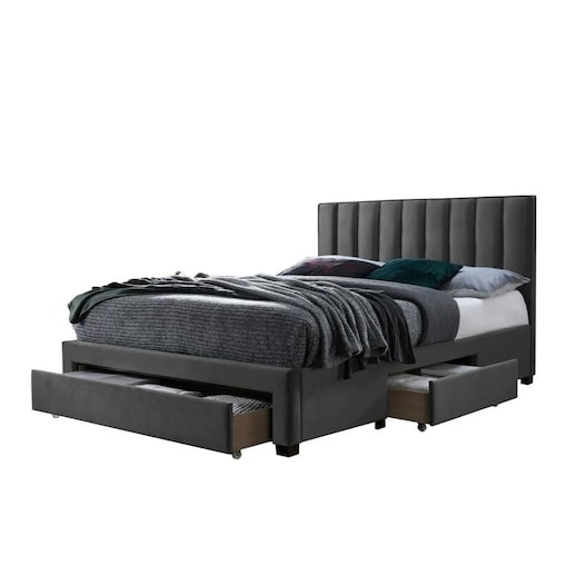 Łóżko tapicerowane GRACE 140x200 szare