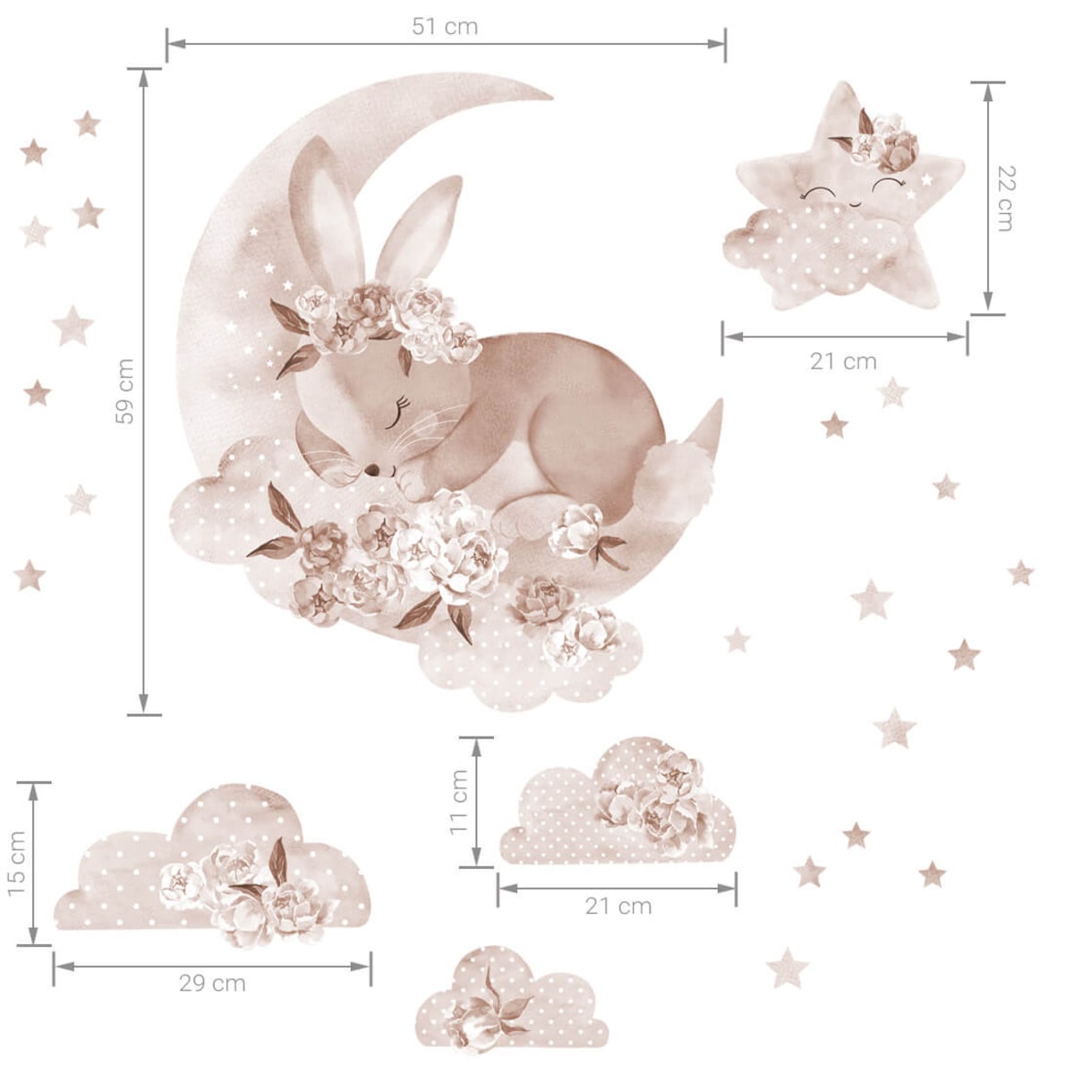 Naklejka na ścianę Śpiący królik boho