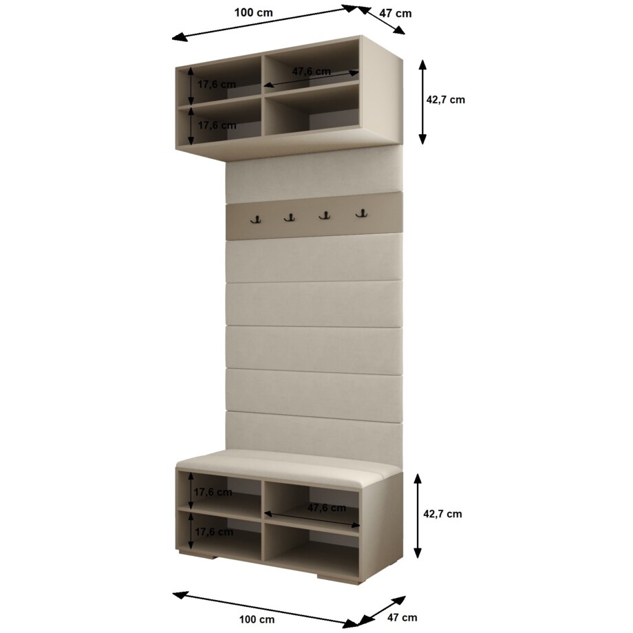 Garderoba do przedpokoju INOVA 2 Z20 czarny+czarny+manila04