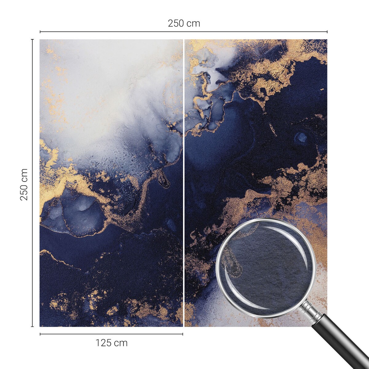 Fototapeta flizelinowa 250x250 cm - Granatowe fale, tapeta ścienna granatowa