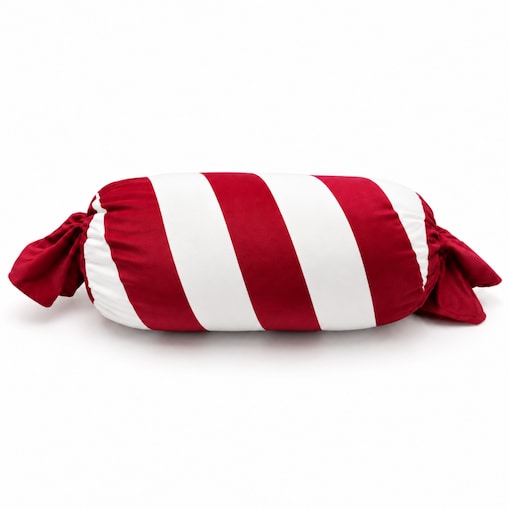 Poduszka w kształcie Świątecznego Cukierka, biało czerwona, piękna welurowa 60cm PDS29