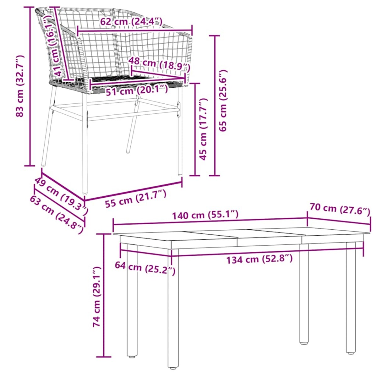 vidaXL 5-częściowy zestaw ogrodowy z czarnego polirattanu i szkła
