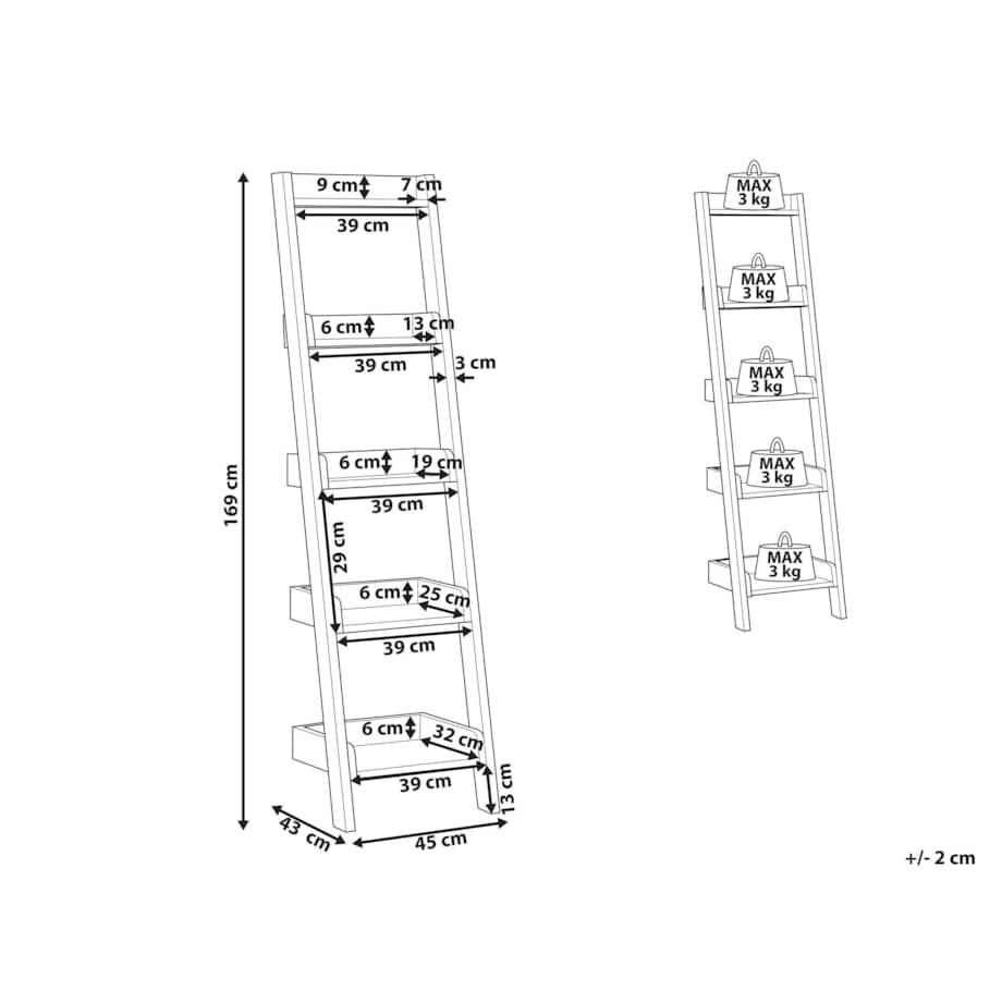 Regał drabina 5 półek jasne drewno MOBILE DUO