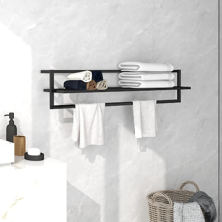 vidaXL Stojak na ręcznik, czarny, 95x25x22 cm, żelazny