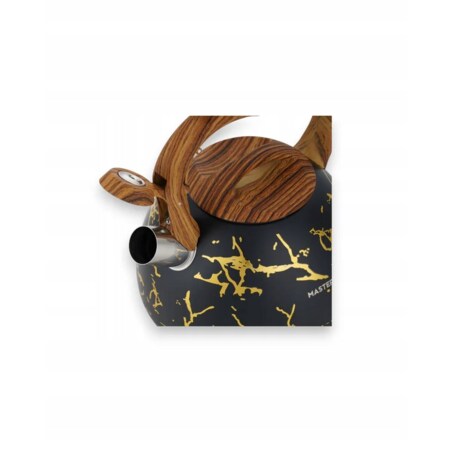 Czajnik Gazowy 2.8L Z Gwizdkiem Czarny Z Drewnianą Rączką Indukcja Gaz