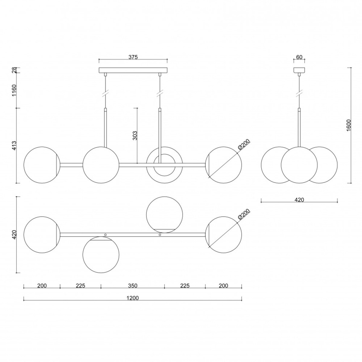 KOP E czarna sufitowa lampa wisząca
