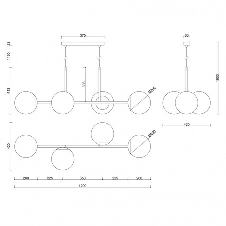 KOP E czarna sufitowa lampa wisząca