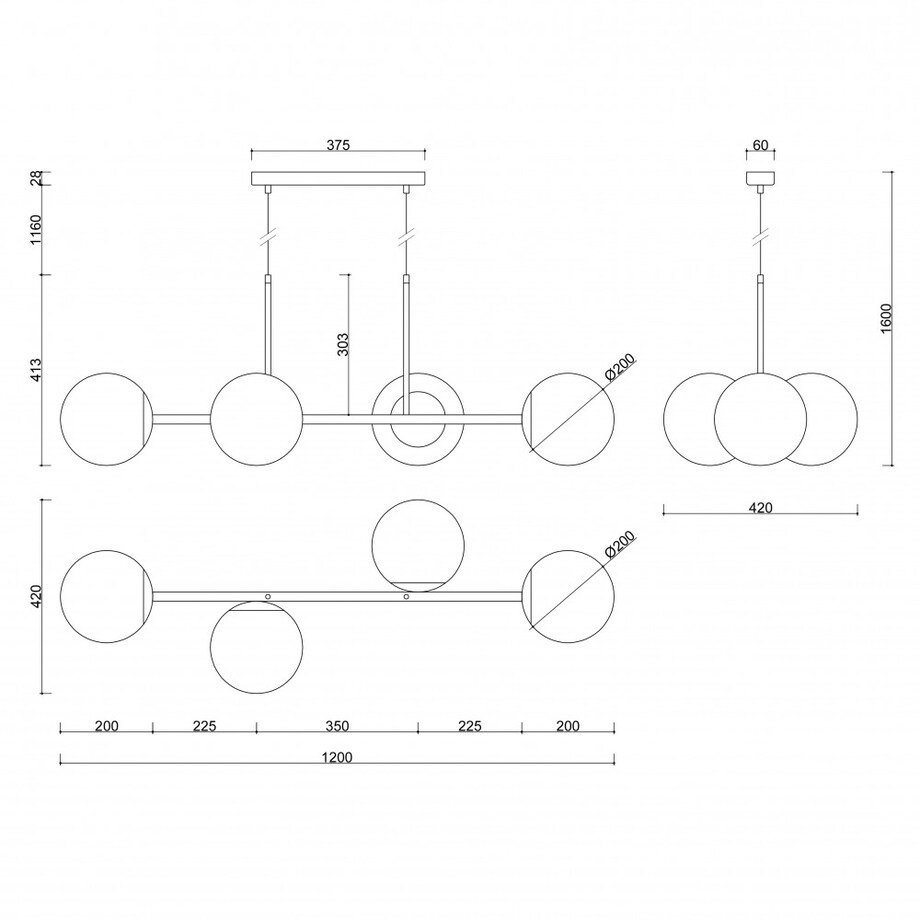 KOP E czarna sufitowa lampa wisząca