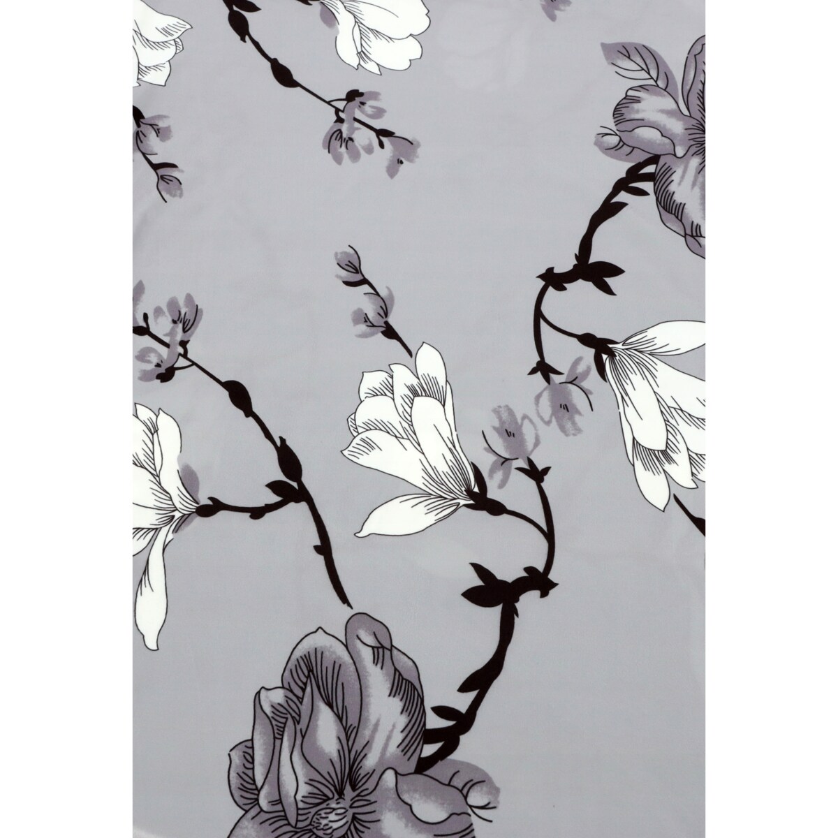 POKROWIEC NA KRZESŁO SZARY KWIATY WZORY ELASTYCZNY [21AH]