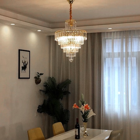 Lampa Wisząca Glamour Kryształowa Gold Złota E14