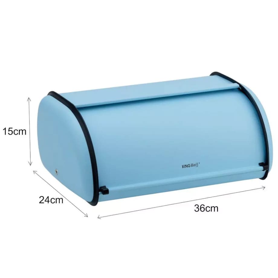 Chlebak stalowy mały 36cm niebieski matowy pojemnik na chleb pieczywo bułki KINGHOFF