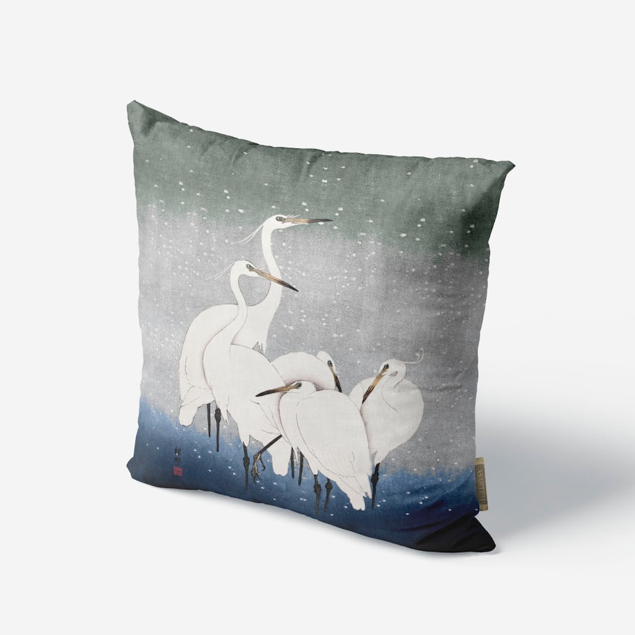 bawełniana poszewka na poduszkę - Białe żurawie 45x45 cm