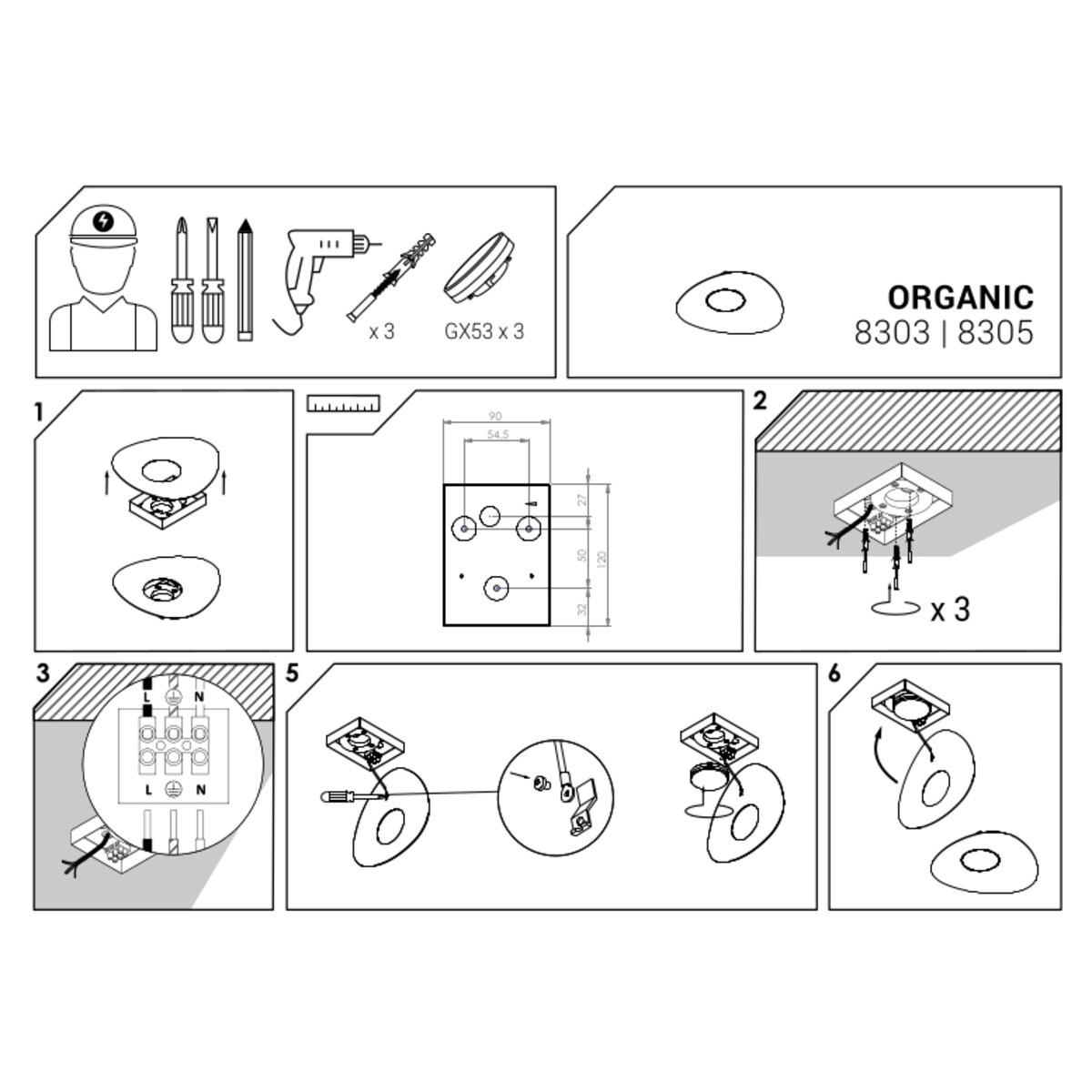 Lampa sufitowa 8303 ORGANIC Czarny Nowodvorski