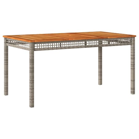 vidaXL Stół ogrodowy, szary, 140x80x75 cm, polirattan i akacja