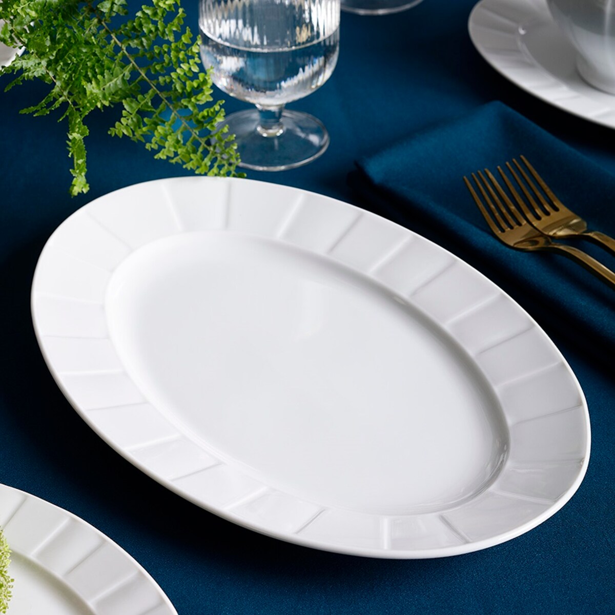 Półmisek owalny 33 cm Oktawa biała 0001