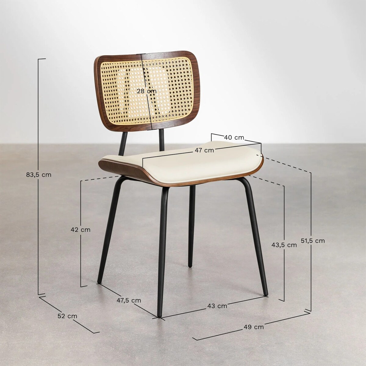 Krzesło drewniane z plecionką wiedeńską i ekoskórą czarną Raysa