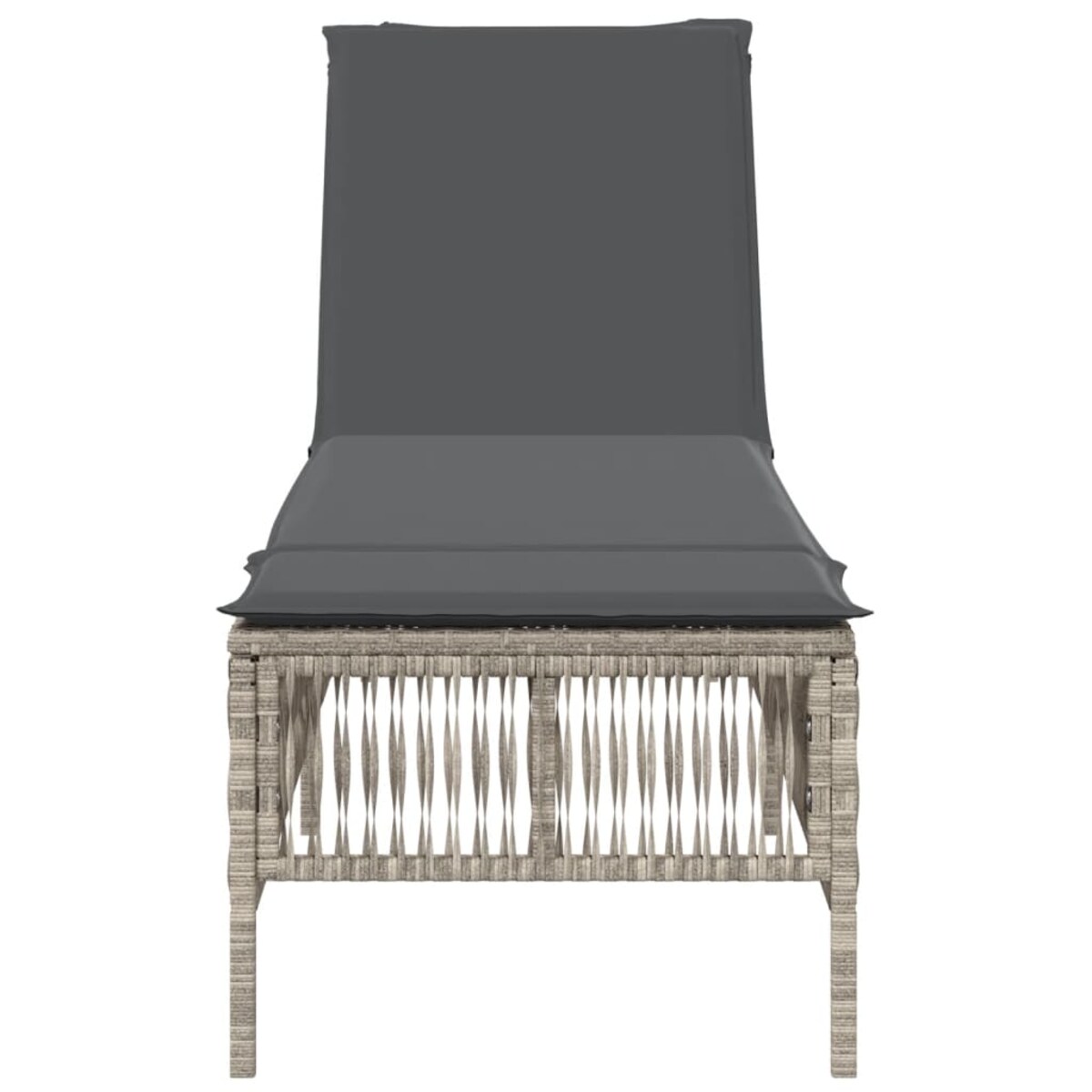 vidaXL Leżak z poduszką, jasnoszary, polirattan