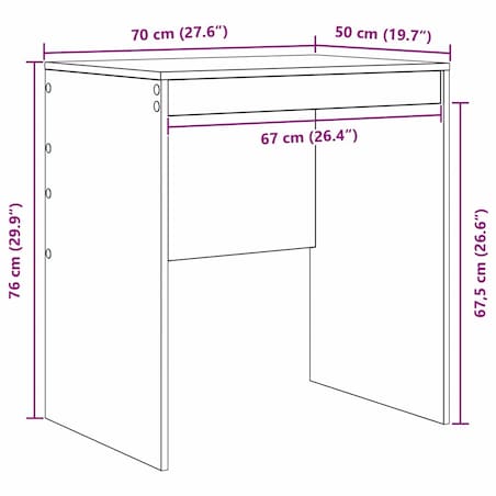 vidaXL Biurko Biały 70 x 50 x 76 cm Materiał drewnopochodny