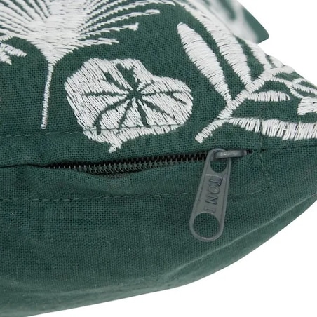 Poduszka dekoracyjna haftowana Palm Resort 45x45cm zielona