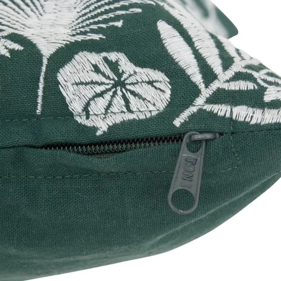 Poduszka dekoracyjna haftowana Palm Resort 45x45cm zielona