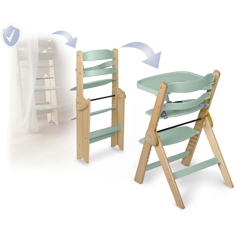 Drewniane krzesełko do karmienia Nukido składane regulowane pasy 702003