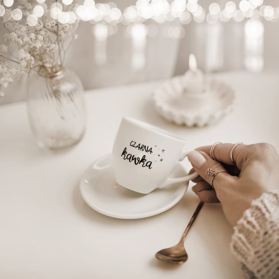 Filiżanka 100 ml espresso ze spodkiem - Czarna kawka