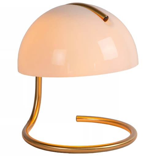 Nocna lampa metalowa Cato stojąca do sypialni biała złota
