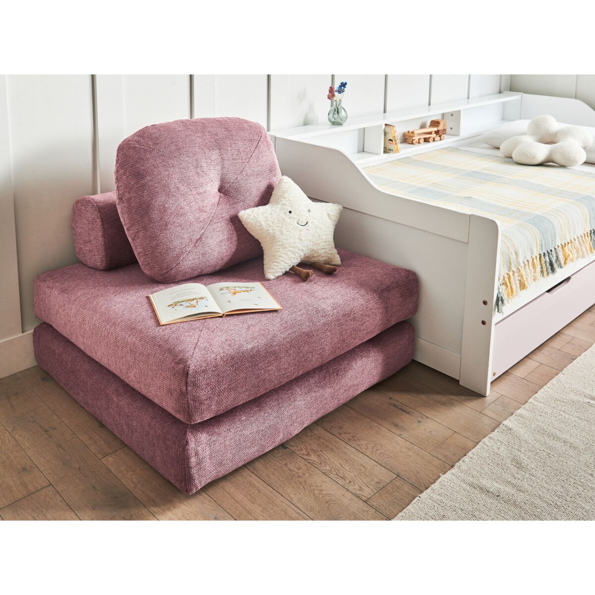 Sofa rozkładana jednoosobowa OLDEN Różowy