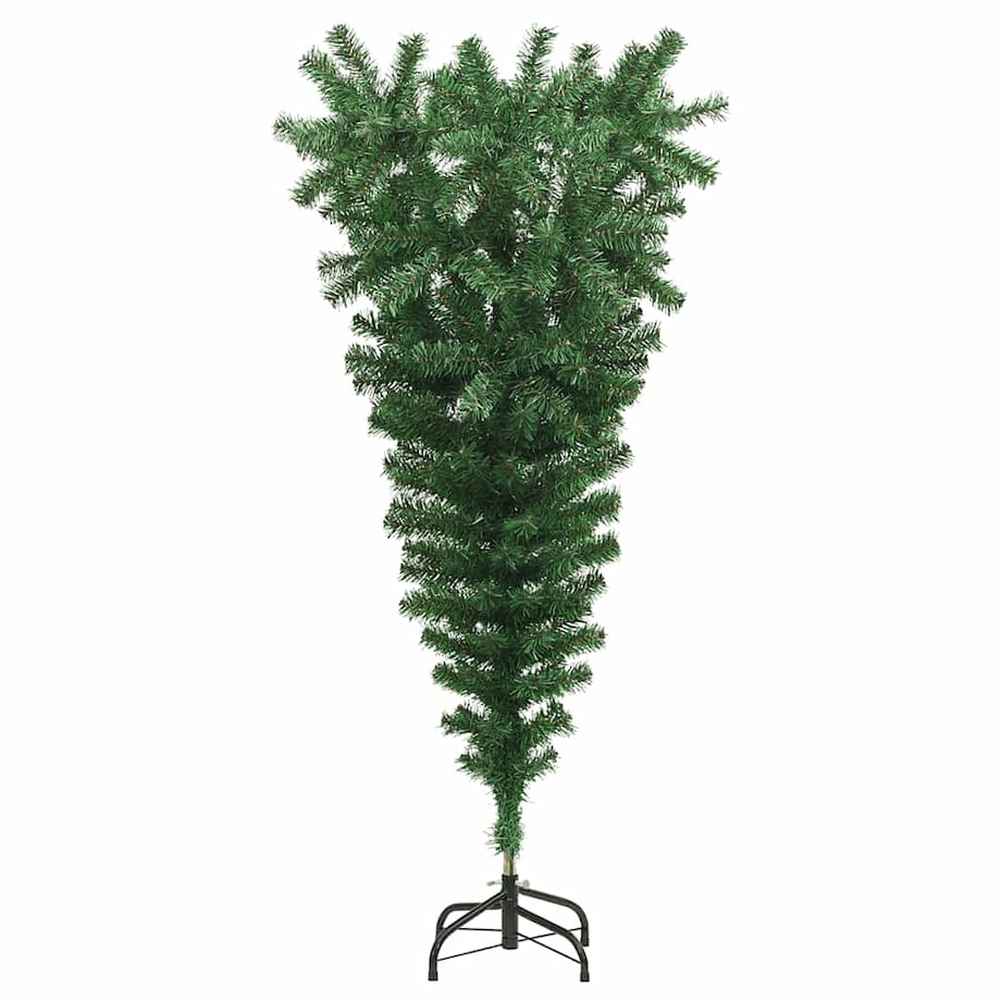 vidaXL Odwrócona, sztuczna choinka ze stojakiem, zielona, 120 cm