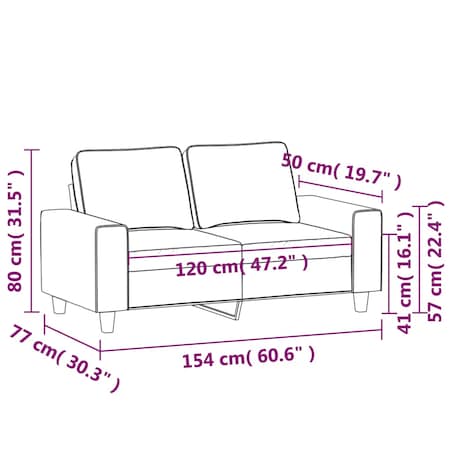 vidaXL Sofa 2-osobowa, brązowa, 120 cm, tapicerowana tkaniną